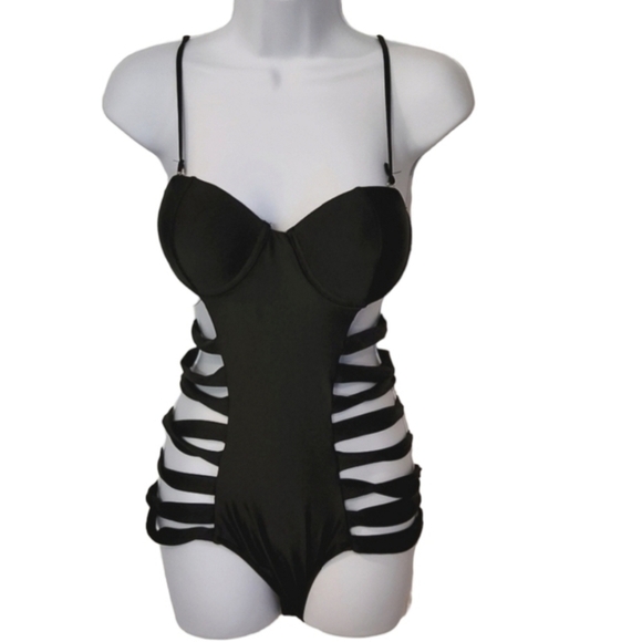 Cage One Piece Strapy Sides Swimsuit Bikini - Picture 1 of 4